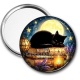 Miroir de poche - chat noir lune et étoile