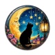 Cabochon Résine - chat noir lune et étoile