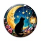 Cabochon Verre - chat noir lune et étoile