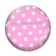 Cabochon Verre - pois blanc et rose