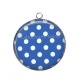 Pendentif Cabochon Argent - pois blanc et bleu