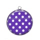 Pendentif Cabochon Argent - pois blanc et violet