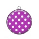 Pendentif Cabochon Argent - pois