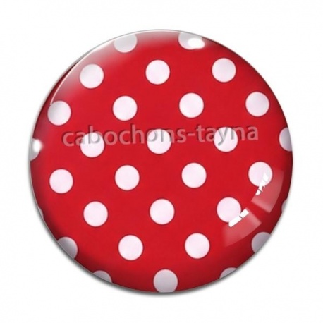 Cabochon Verre - pois  rouge