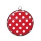 Pendentif Cabochon Argent - pois  rouge