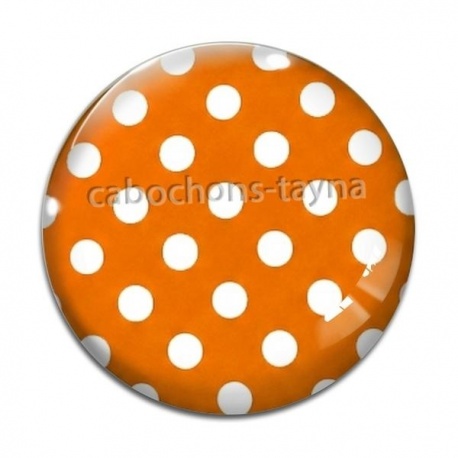 Cabochon Verre - pois orange