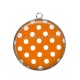 Pendentif Cabochon Argent - pois orange
