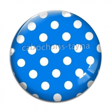 Cabochon Verre - pois bleu