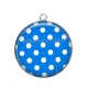 Pendentif Cabochon Argent - pois bleu
