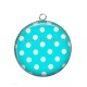 Pendentif Cabochon Argent - pois turquoise