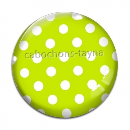 Cabochon Verre - pois vert