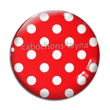 Cabochon Verre - pois rouge