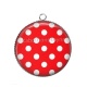 Pendentif Cabochon Argent - pois rouge