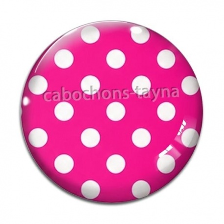Cabochon Verre - pois fuchsia
