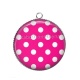 Pendentif Cabochon Argent - pois fuchsia