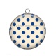Pendentif Cabochon Argent - pois bleu beige
