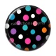Cabochon Résine - pois multicolore fond noir