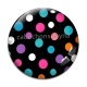 Cabochon Verre - pois multicolore fond noir