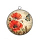 Pendentif Cabochon Argent - coquelicot