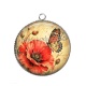 Pendentif Cabochon Argent - coquelicot