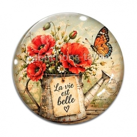 Cabochon Verre - la vie est belle