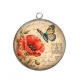 Pendentif Cabochon Argent - coquelicot
