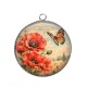 Pendentif Cabochon Argent - coquelicot