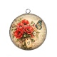 Pendentif Cabochon Argent - coquelicot
