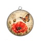 Pendentif Cabochon Argent - coquelicot