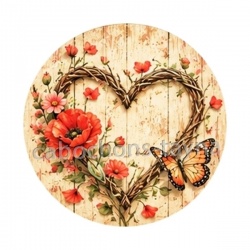 coeur papillon coquelicot