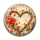 Cabochon Résine - coeur papillon coquelicot
