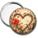 Miroir de poche - coeur papillon coquelicot
