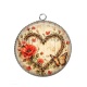 Pendentif Cabochon Argent - coeur papillon coquelicot