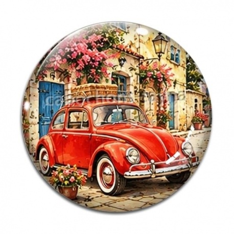 Cabochon Verre - voiture coccinelle