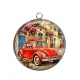 Pendentif Cabochon Argent - voiture coccinelle