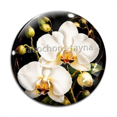 Cabochon Verre - fleur orchidée