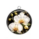 Pendentif Cabochon Argent - fleur orchidée