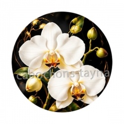 fleur orchidée blanche- Cabochon verre ou résine, magnet, miroir