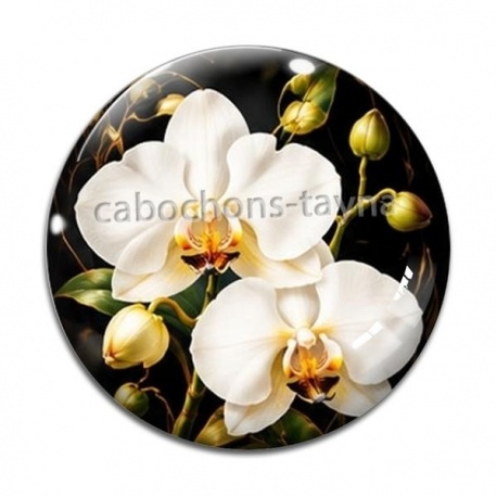 Cabochon Verre - fleur orchidée