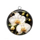 Pendentif Cabochon Argent - fleur orchidée