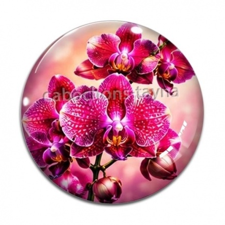 Cabochon Verre - fleur orchidée