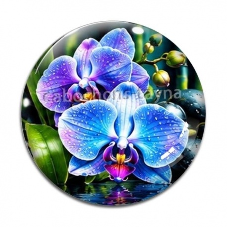 Cabochon Verre - fleur orchidée