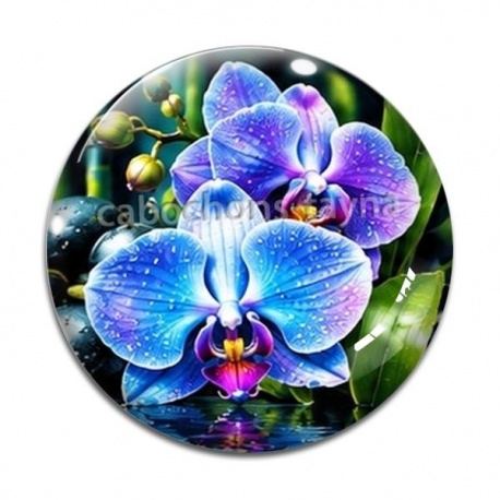 Cabochon Verre - fleur orchidée