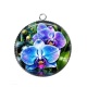 Pendentif Cabochon Argent - fleur orchidée