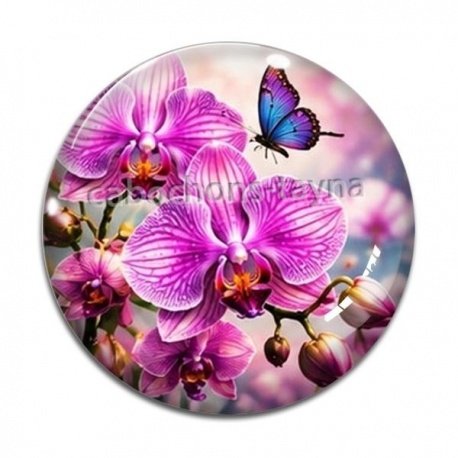 Cabochon Verre - fleur orchidée