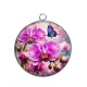 Pendentif Cabochon Argent - fleur orchidée