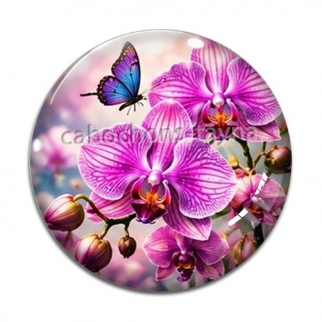 Cabochon Verre - fleur orchidée