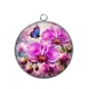 Pendentif Cabochon Argent - fleur orchidée