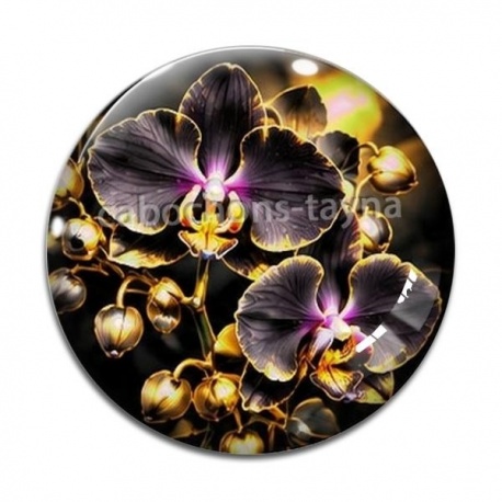 Cabochon Verre - fleur orchidée