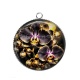 Pendentif Cabochon Argent - fleur orchidée